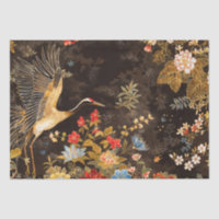 Oriental Crane and Floral Elegance