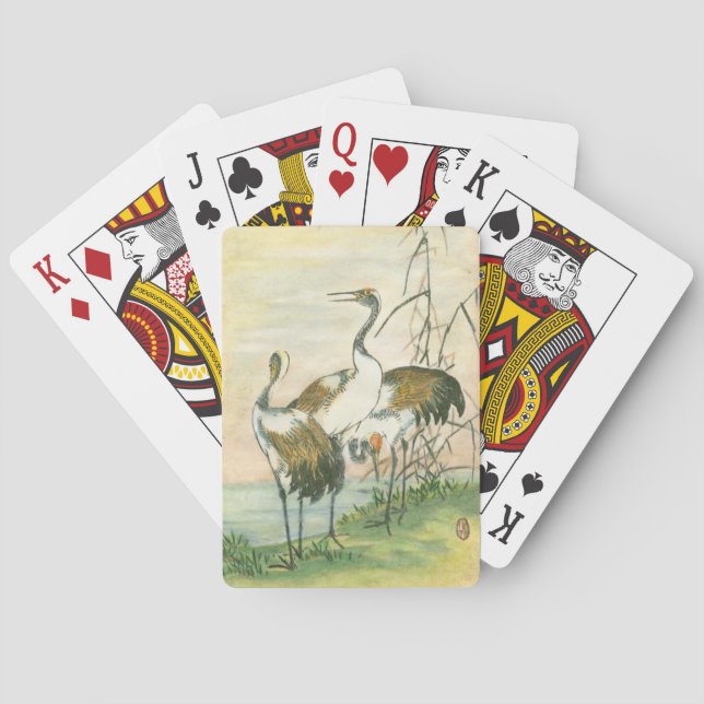 Oriental Cranes by the Water Playing Cards (Back)