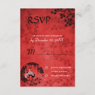 Oriental Cranes wedding RSVP invitation refwi3