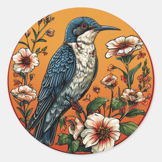 Oriental Cuckoo Bird Exotic Wildlife Gift 🌿✨ Classic Round Sticker (Front)