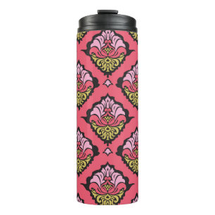 Oriental Damask Floral Seamless Wallpaper Thermal Tumbler
