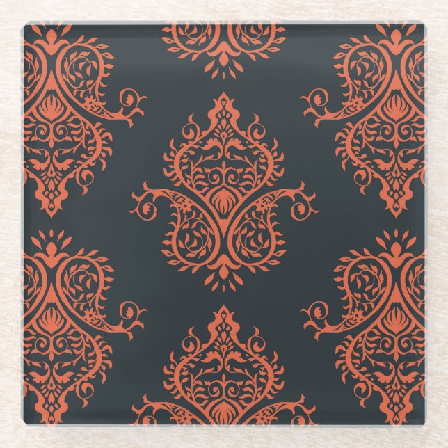 Oriental damask: Mediterranean vintage pattern. Glass Coaster (Front)
