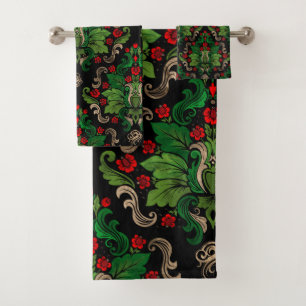 Oriental Damask Pattern Bath Towel Set