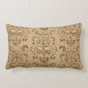 Oriental Damask Pattern Pastel gold Lumbar Cushion