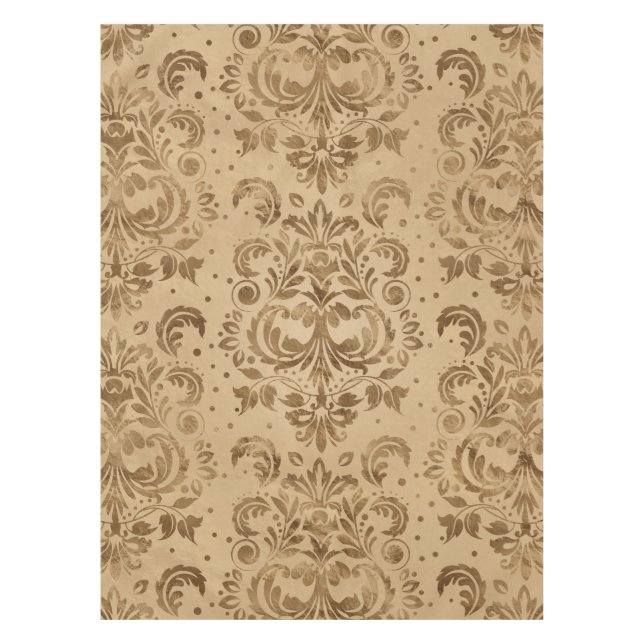 Oriental Damask Pattern Pastel gold Tablecloth (Front)