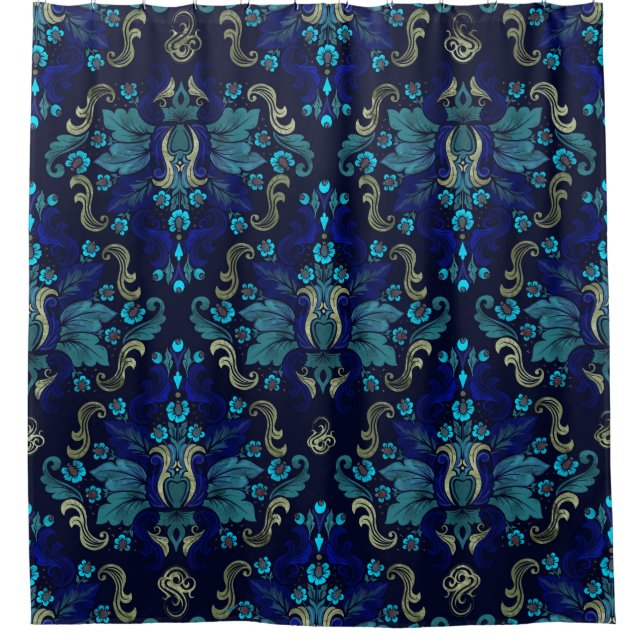 Oriental Damask Pattern Shower Curtain (Front)