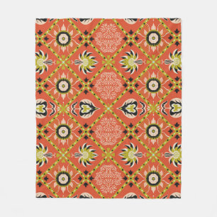 Oriental damask pattern. Talavera pottery. Azulejo Fleece Blanket