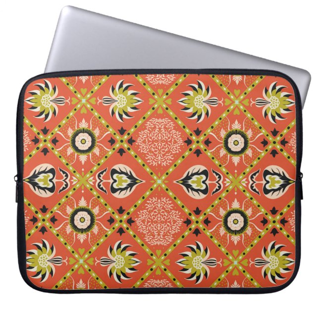 Oriental damask pattern. Talavera pottery. Azulejo Laptop Sleeve (Front)