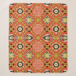 Oriental damask pattern. Talavera pottery. Azulejo Sherpa Blanket