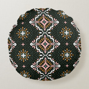 Oriental Damask: Vintage Talavera Mosaic. Round Cushion