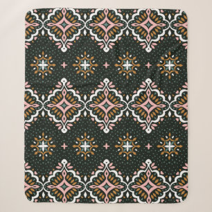Oriental Damask: Vintage Talavera Mosaic. Sherpa Blanket