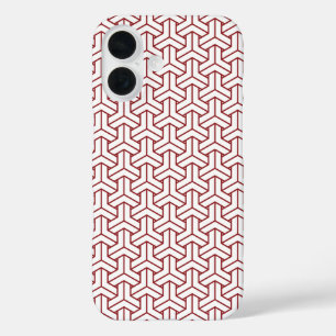 Oriental Dark Red White Japan Bishamon Pattern iPhone 16 Case