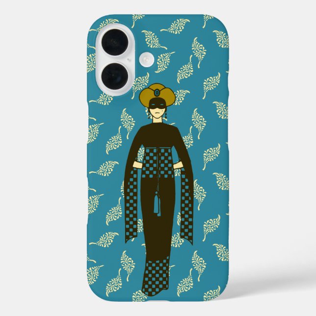 Oriental Dark Red Woman Turban Turkey Art Nouveau Case-Mate iPhone Case (Back)