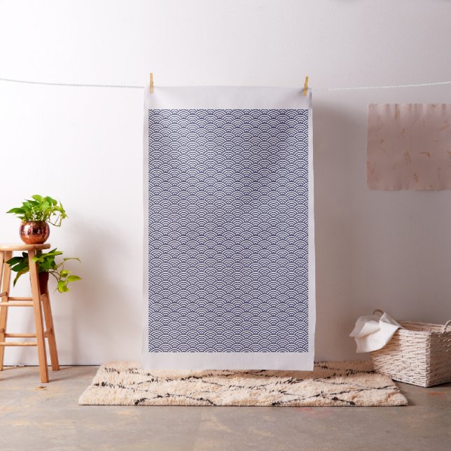 Oriental Delft Blue Koinobori Fish Scale Pattern Fabric (In Situ)