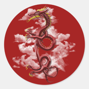 Oriental dragon classic round sticker