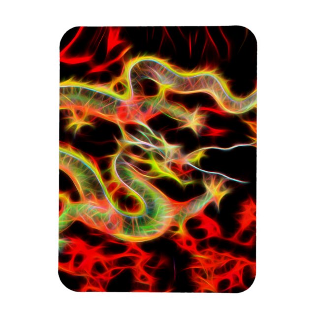 Oriental Dragon Fire on Lucky Energy Magnet (Vertical)