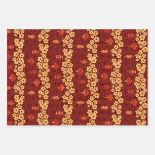 Oriental Dragon Year: Fortune and Elegance Sakura Wrapping Paper Sheet