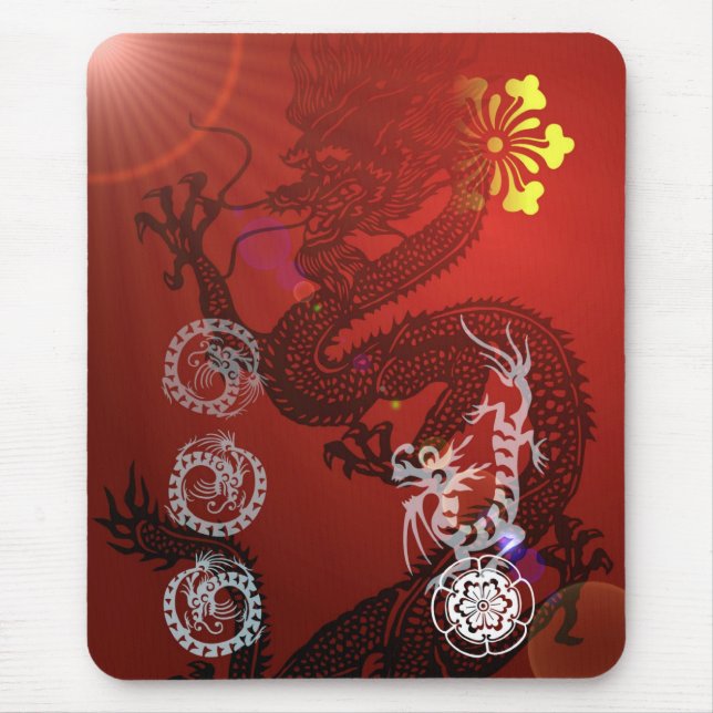 Oriental Dragons Mouse Pad (Front)