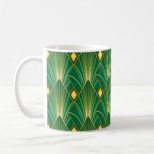 Oriental Elegance: Art Deco Wallpaper Coffee Mug