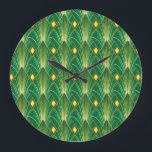 Oriental Elegance: Art Deco Wallpaper Large Clock<br><div class="desc">Art decor pattern. Vintage wallpaper. Japanese or chinese, oriental or asian ornament texture. luxury style elegant background. 1920s, 20s years, retro twenties style print. Vintage illustration. Elegance Revived: Vintage Oriental Wallpaper Awakens Glamour. Elegant Art Deco Delights: Transport Yourself to the Roaring Twenties with Luxurious Asian Influence. twenties, fashion, background, pattern,...</div>