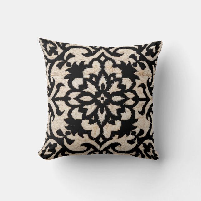 Oriental Elegance: Black and White Kilim Pillows  (Front)