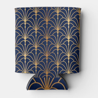 Oriental Elegance: Golden Fan Pattern Can Cooler