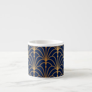 Oriental Elegance: Golden Fan Pattern Espresso Cup