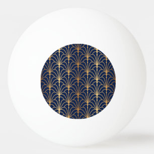 Oriental Elegance: Golden Fan Pattern Ping Pong Ball