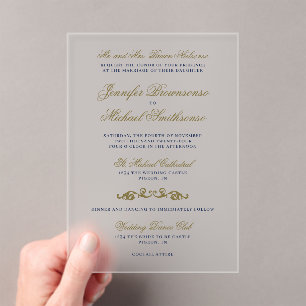 Oriental Elegance Wedding Invitation Gold Navy