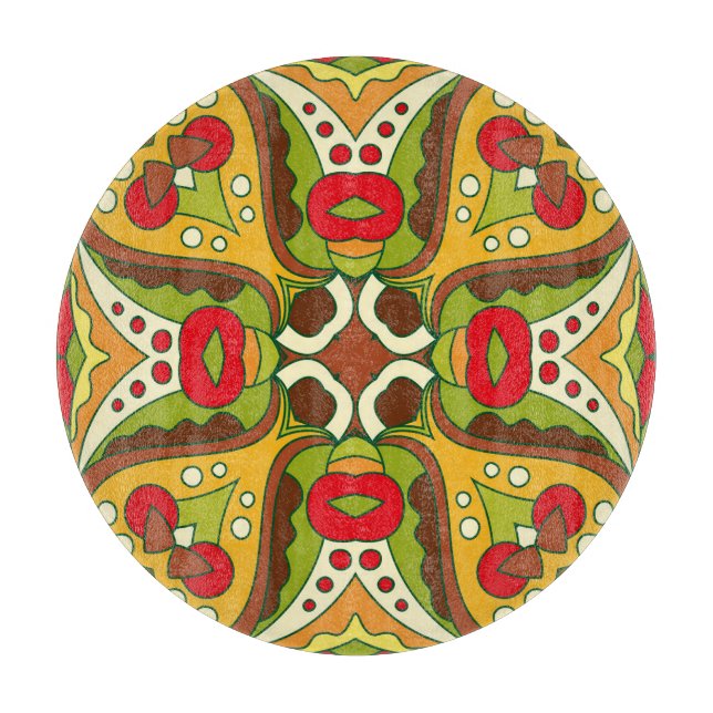 Oriental Ethnic Style Seamless Pattern Cutting Board (Front)