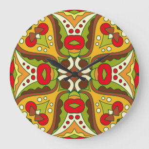 Oriental Ethnic Style Seamless Pattern Large Clock