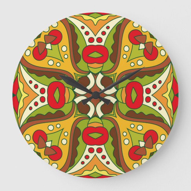 Oriental Ethnic Style Seamless Pattern Large Clock (Front)