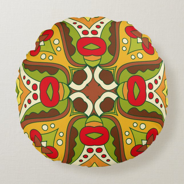 Oriental Ethnic Style Seamless Pattern Round Cushion (Front)