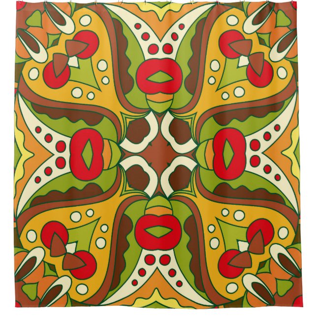 Oriental Ethnic Style Seamless Pattern Shower Curtain (Front)