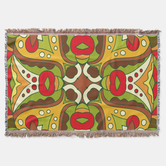 Oriental Ethnic Style Seamless Pattern Throw Blanket (Front)