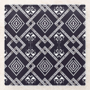 Oriental ethnic, traditional seamless background. glass coaster