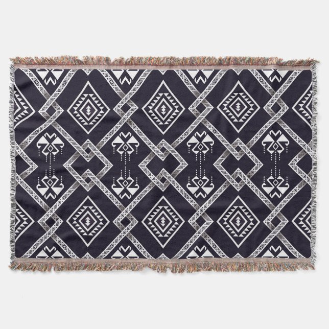 Oriental ethnic, traditional seamless background. throw blanket (Front)