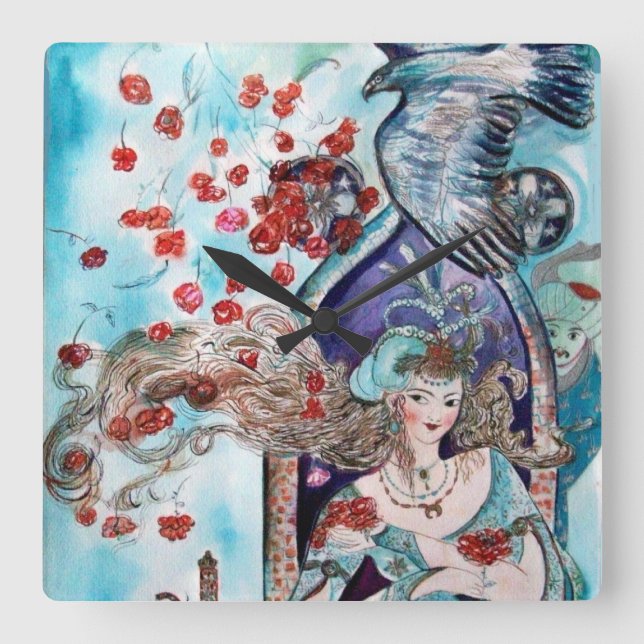 ORIENTAL FAIRY TALE SQUARE WALL CLOCK (Front)