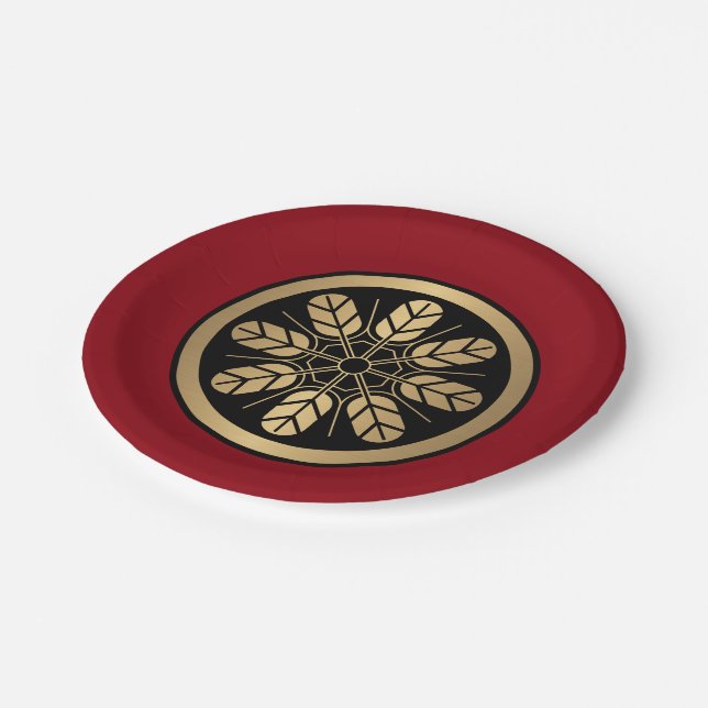 Oriental Faux Gold Japan Inoue Mon Vector Art Paper Plate (Angled)