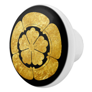 Oriental Faux Gold Oda Japan Mon Oriental Art Ceramic Knob