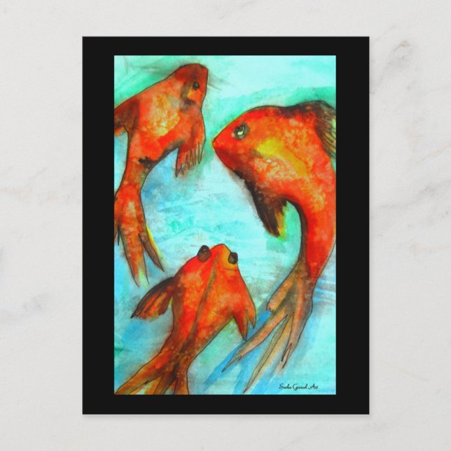 Oriental Fish postcard by Sacha Grossel Art (Front)