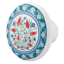 Oriental Floral Ceramic Knob