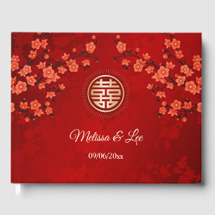 Oriental Floral Chinese Wedding Guest Book