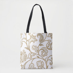 Oriental Floral: Flourish Tiled Ethnic. Tote Bag
