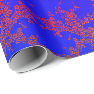 Oriental floral Japanese cherry blossoms Wrapping Paper