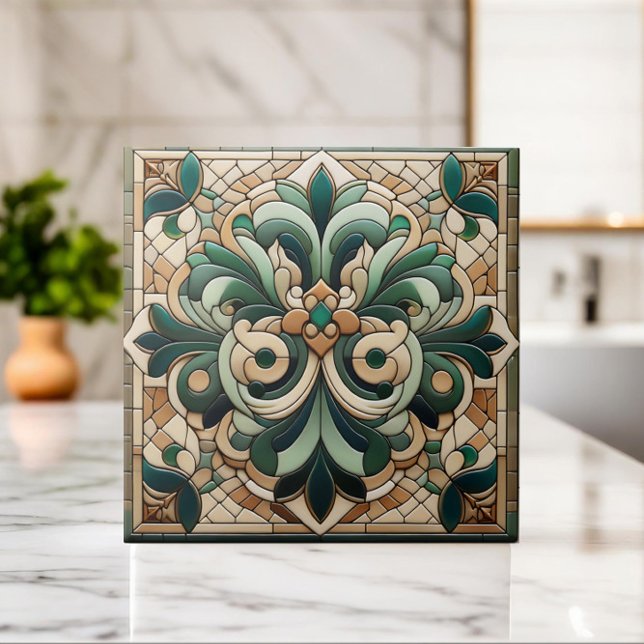 Oriental Floral Mosaic Ornament Ceramic Tile (Creator Uploaded)