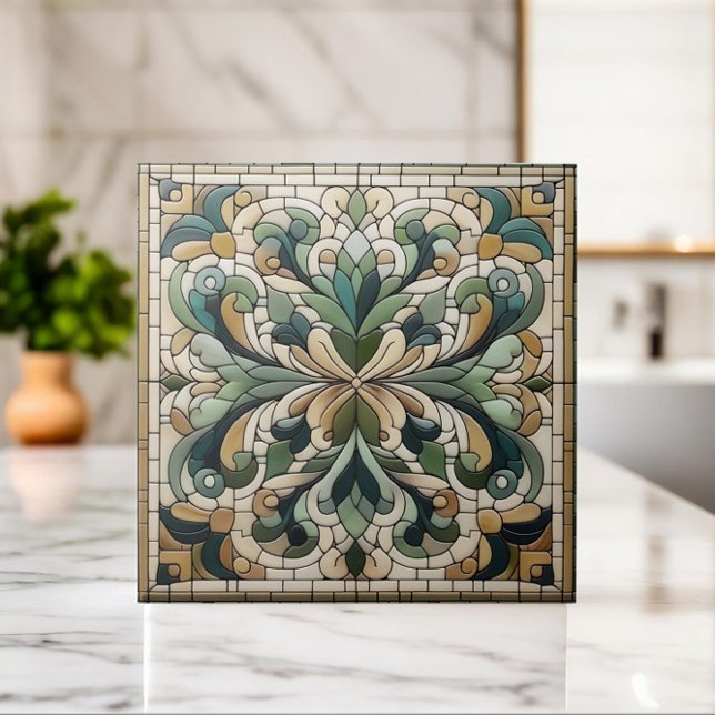 Oriental Floral Mosaic Ornament Ceramic Tile (Creator Uploaded)