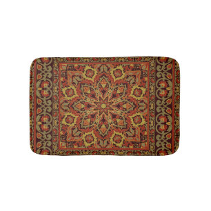 Oriental floral ornament with frame Pattern Bath Mat