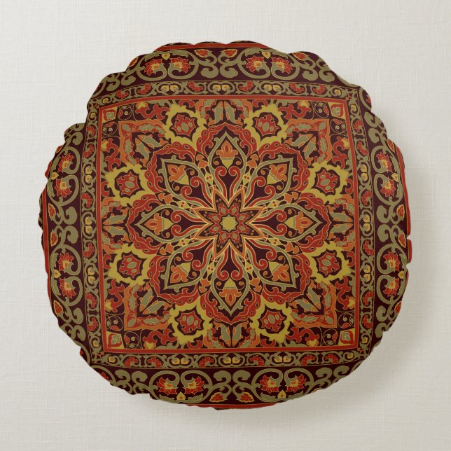 Oriental floral ornament with frame. Pattern with  Round Cushion (Front)
