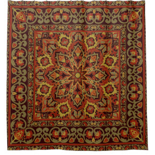 Oriental floral ornament with frame. Pattern with Shower Curtain